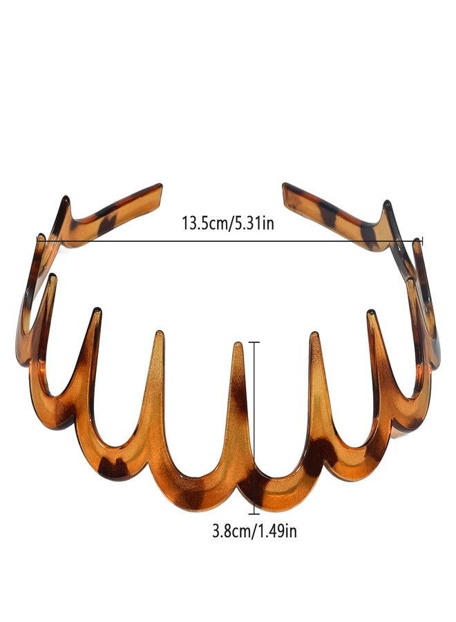 TOSEFES 2025 Zigzag Headbands for Women, 2-Pack U-Shaped Hair Comb Headbands, Non-Slip Slick-Back Hair Accessories, Black & Tortoise Recycled Plastic, Teeth Hairband for Everyday Styling & Workout - Image 2